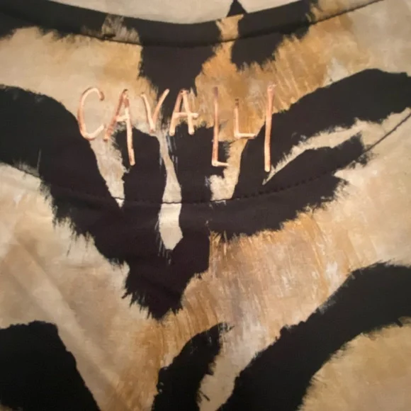 Roberto Cavalli Black and Tan Animal Print Top - Picture 5 of 5